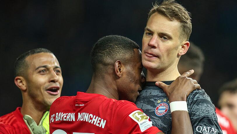 Ihre Verträge laufen 2021 bei den Bayern aus: Thiago, David Alaba und Manuel Neuer (von links nach rechts)
