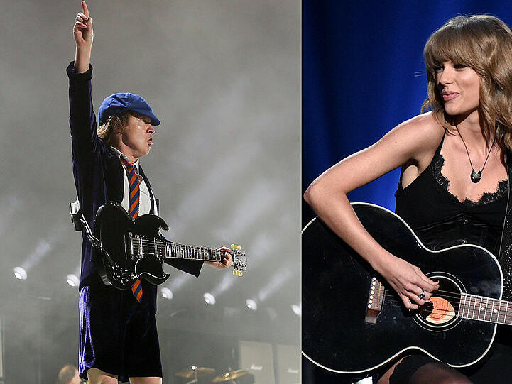 Die Band AC/DC um Frontmann Angus Young bekommt "laute" Konkurrenz von Popstar Taylor Swift