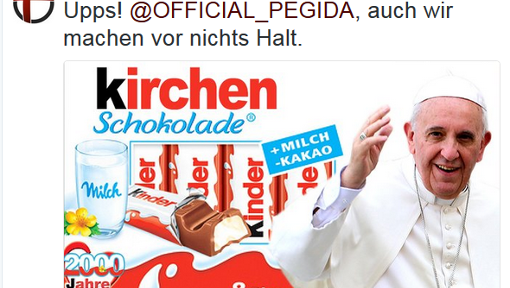 So humorvoll antwortet die katholische Kirche auf den Vorfall. Quelle: Twitter So humorvoll antwortet die katholische Kirche auf den Vorfall. Quelle: Twitter