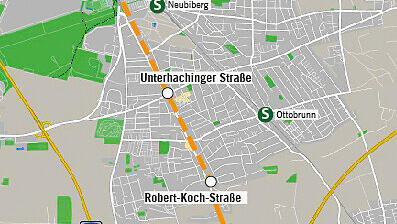 Bei der Variante 3 gäbe es unterirdische Abschnitte (gestrichelte Linie). Bei der Variante 3 gäbe es unterirdische Abschnitte (gestrichelte Linie).