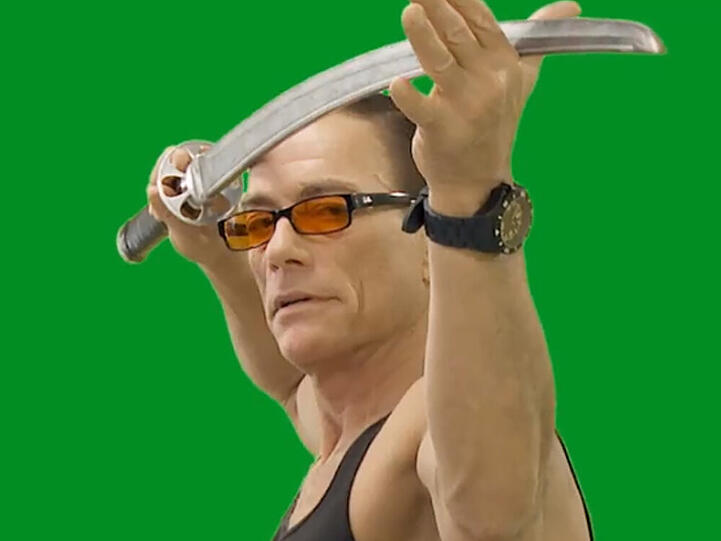 Jean-Claude Van Damme vor dem Greenscreen