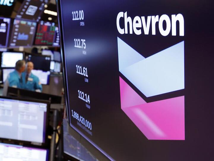 Das Logo von Chevron im Handel an der New Yorker Börse.