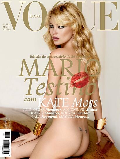 Der &bdquo;Vogue Brazil&ldquo; zeigt Kate Moss (auch) ihr neues Tattoo. Zuletzt in Paris (o.) ist sie angezogen.
