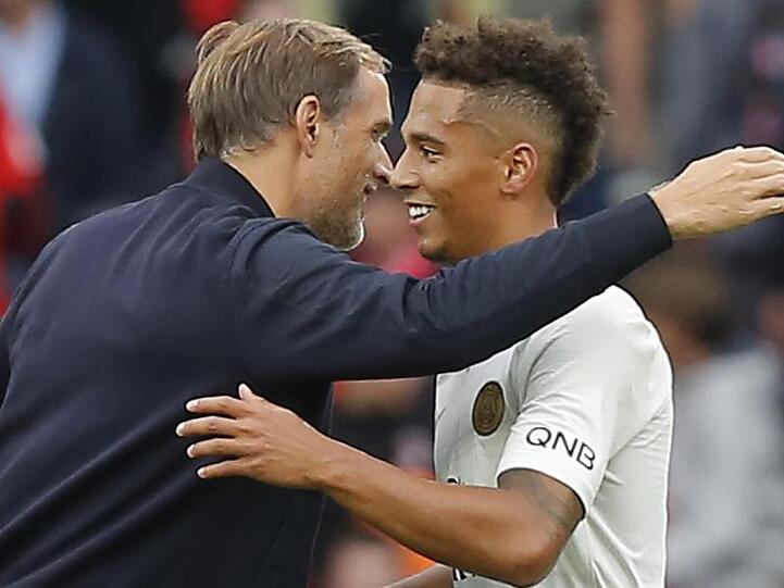 PSG-Trainer Thomas Tuchel und sein Spieler Thilo Kehrer sind französischer Meister.