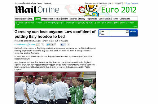 "Deutschland kann jeden schlagen", titel "Daily Mirror" und schreibt weiter, dass Löw zuversichtlich sei, das italienische Unglück ins Bett zu schicken.