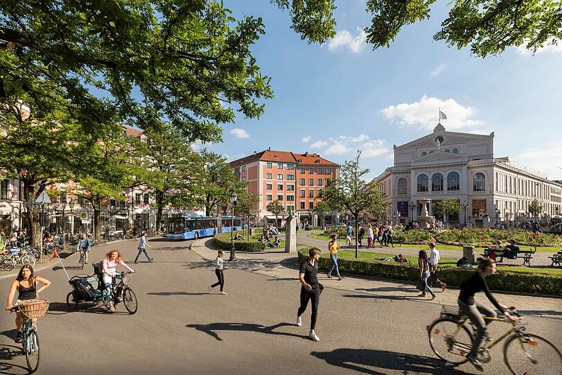 Der Gärtnerplatz ohne Autos - aber mit mehr Platz.