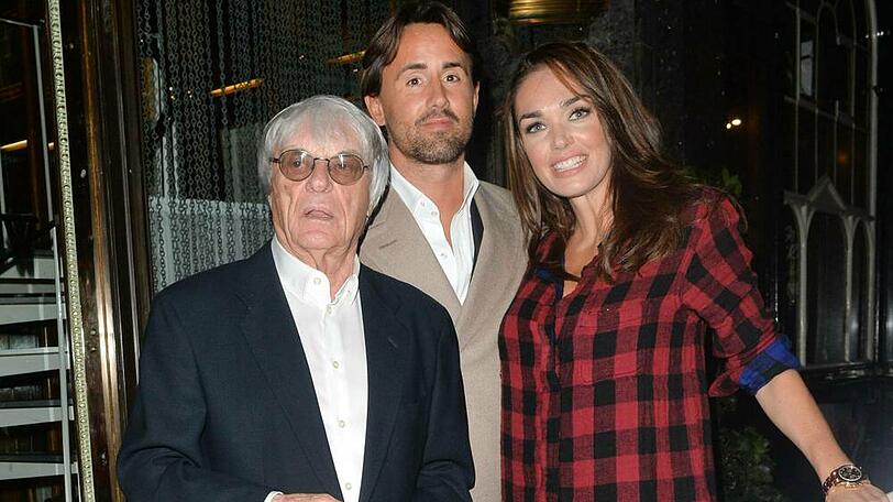 Bernie Ecclestone (li.) mit Tochter Tamara und Jay Rutland.