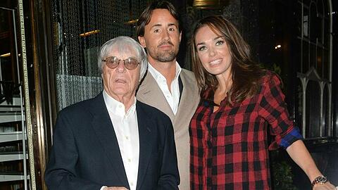 Bernie Ecclestone (li.) mit Tochter Tamara und Jay Rutland.