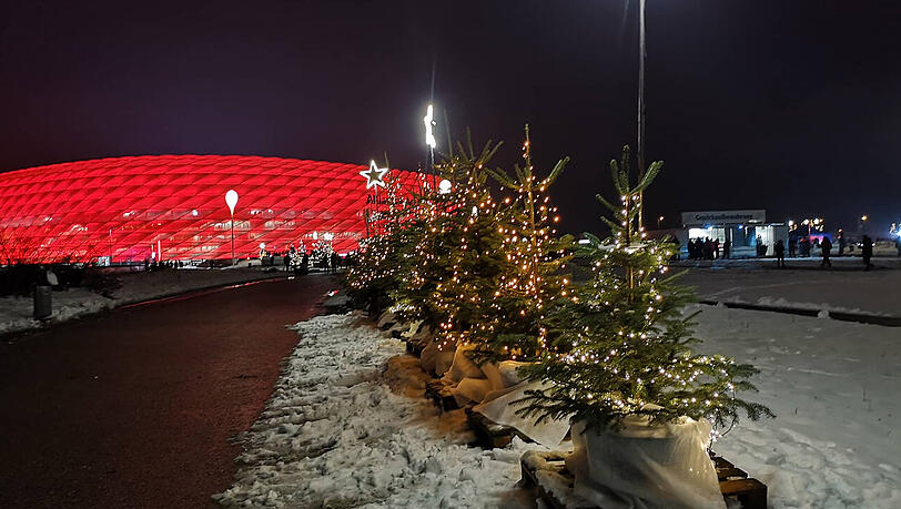 Weihnachtlich: Die Allianz Arena vor dem Champions-League-Spiel des FC Bayern gegen Benfica Lissabon. Weihnachtlich: Die Allianz Arena vor dem Champions-League-Spiel des FC Bayern gegen Benfica Lissabon.