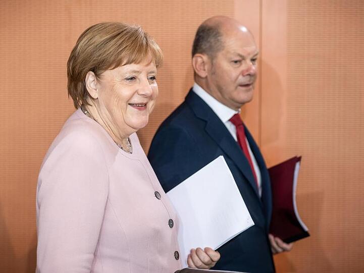 Kanzlerin Angela Merkel und Vizekanzler Olaf Scholz in Berlin.
