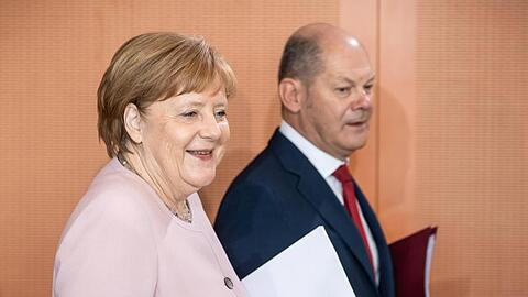 Kanzlerin Angela Merkel und Vizekanzler Olaf Scholz in Berlin.
