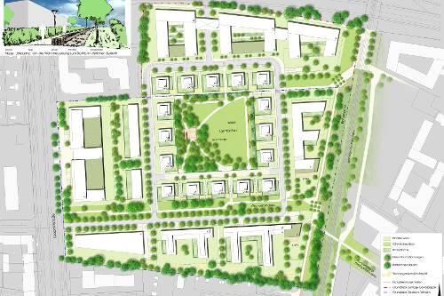 So schaut auf dem Reißbrett das neue grüne Stadtquartier an der Leopoldstraße aus.