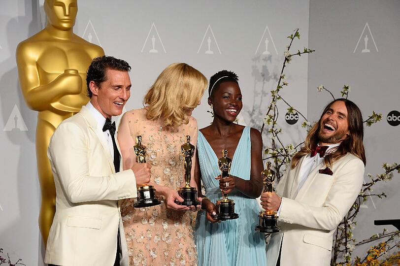 Die glücklichen Oscar-Gewinner Matthew McConaughey, Cate Blanchett, Lupita Nyong'o und Jared Leto.