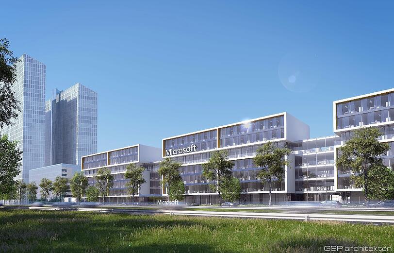 An dem Standort in der Parkstadt Schwabing wird das Büro dann von der Straße aus prominent zu sehen sein.