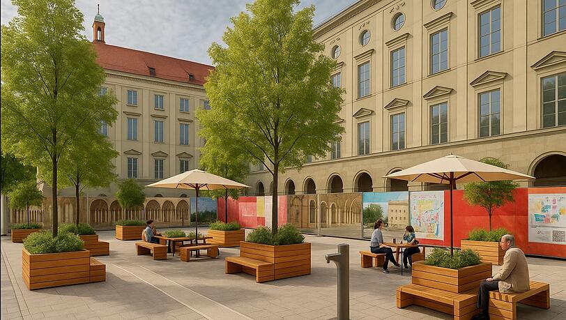 So will die ÖDP den Platz vor der ruhenden Baustelle an der Alten Akademie aufhübschen.