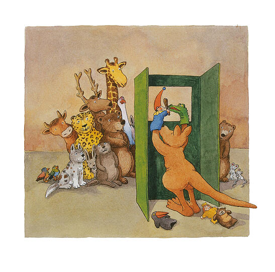 "Das kleine Känguru spielt Theater": Eine Illustration von Paul Maar aus dem Jahr 1991.