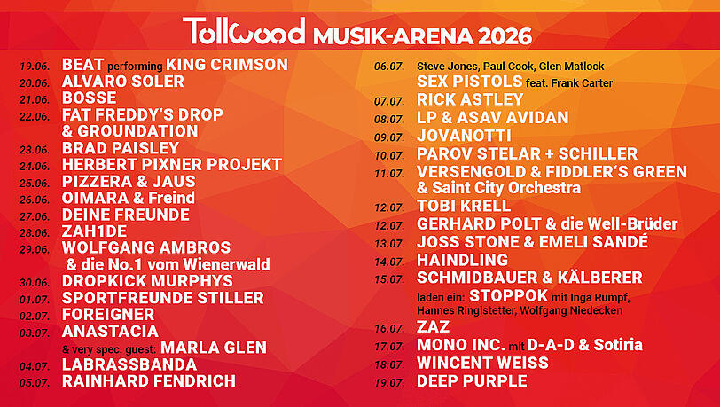 Das Line-Up verspricht gro&szlig;e Stars und gro&szlig;e Gef&uuml;hle.