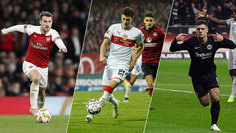 Stehen wohl auf dem Zettel des FC Bayen: Aaron Ramsey vom FC Arsenal, Benjamin Pavard vom VfB Stuttgart und Luka Jovic von Eintracht Frankfurt (v.l.) Stehen wohl auf dem Zettel des FC Bayen: Aaron Ramsey vom FC Arsenal, Benjamin Pavard vom VfB Stuttgart und Luka Jovic von Eintracht Frankfurt (v.l.)