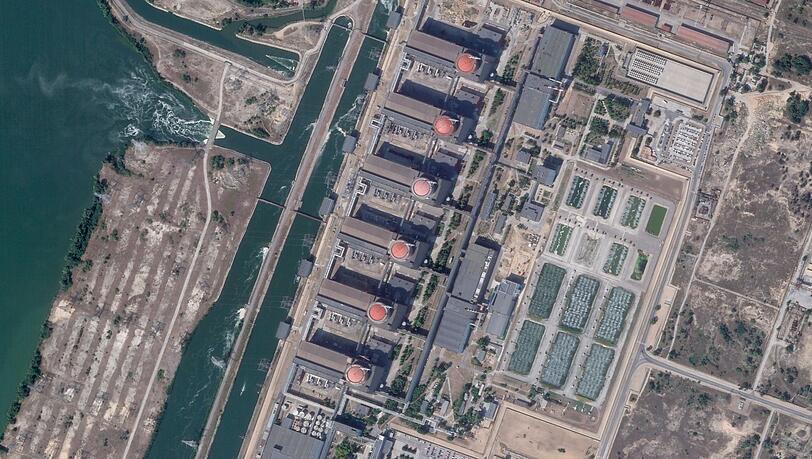 Satellitenfoto des Kernkraftwerks Saporischschja in Enerhodar. Satellitenfoto des Kernkraftwerks Saporischschja in Enerhodar.
