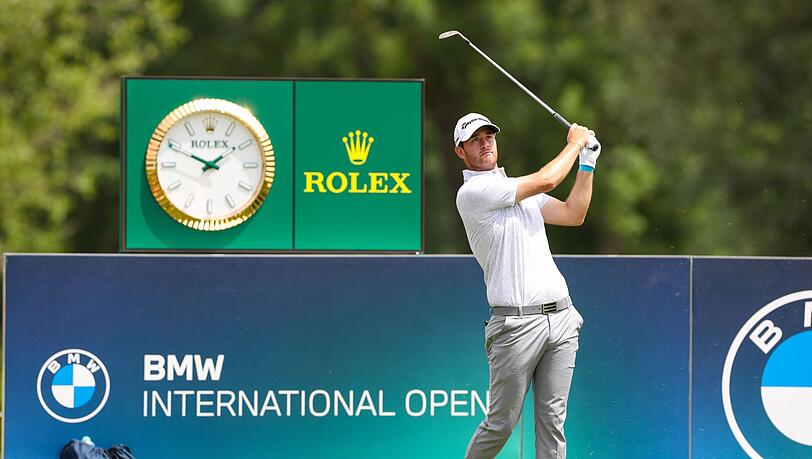 Golfer Maximilan Schmitt aus Deutschland beim Abschlag.
