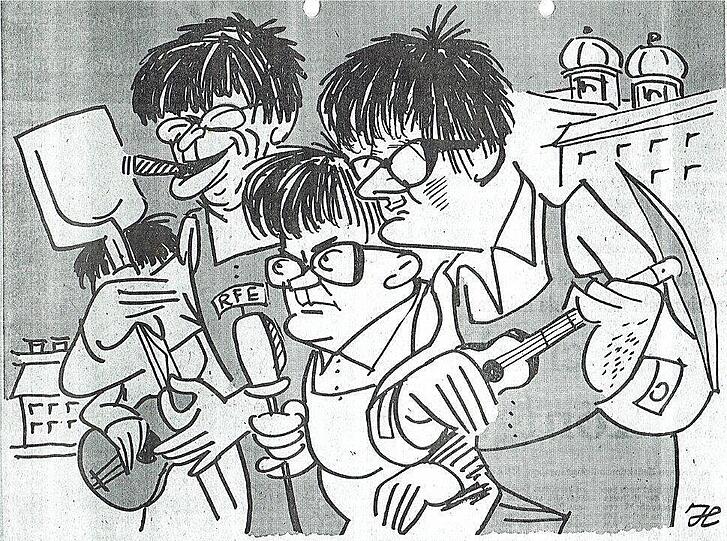 "Gesang für die U-Bahn", schreibt Hanitzsch 1966 und karikiert Vogel und seine beiden Bürgermeister als "Münchner Rathaus-Beatles".