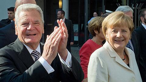 Bundespräsident Joachim Gauck und Bundeskanzlerin Angela Merkel am Tag der Deutschen Einheit in Frankfurt/Main.