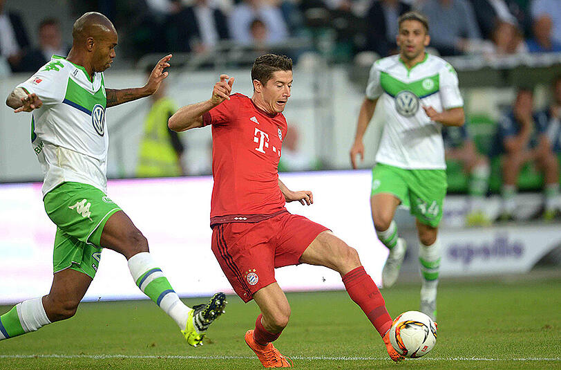 Bayern-Angreifer Robert Lewandowski hatte in der ersten Halbzeit eine sehr gute Szene im Zusammenspiel mit dem Neu-Münchner Douglas Costa.
