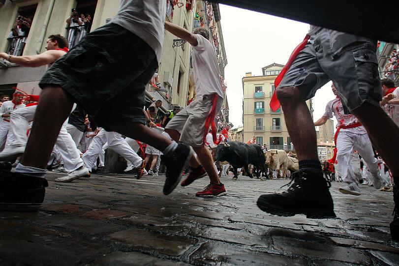 Der erste Lauf der Fiesta von San Fermin.