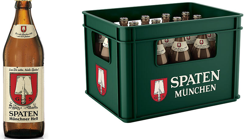 Spaten wird es zum Geburtstag mit altem Logo geben und in der Berliner Flasche.