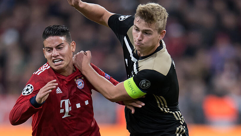 Durfte nur eine halbe Stunde ran: Bayerns James (l.), hier gegen Ajax-Kapitän de Ligt.