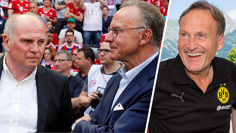 Die Zeit der Spitzen ist schon eine Weile vorbei: Von Karl-Heinz Rummenigge (m.) gibt es Lob für Watzkes Transferpolitik. Uli Hoeneß (l.) will weiter auf den ganz großen Königstransfer verzichten. Die Zeit der Spitzen ist schon eine Weile vorbei: Von Karl-Heinz Rummenigge (m.) gibt es Lob für Watzkes Transferpolitik. Uli Hoeneß (l.) will weiter auf den ganz großen Königstransfer verzichten.