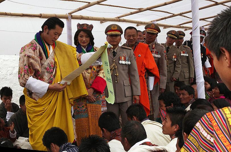 Farbenfrohe Hochzeit in Bhutan: Die Bilder