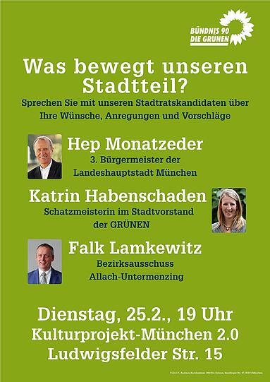 Die Grünen vor Ort laden zum Gespräch.