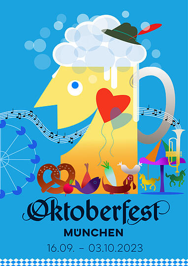 Wie sieht das Oktoberfest-Plakat 2023 aus? 45 Motive stehen zur Auswahl.