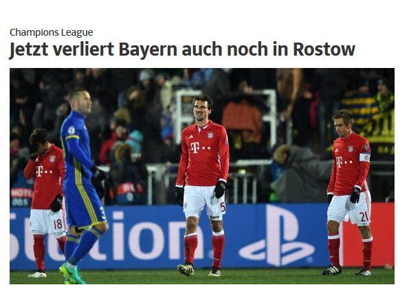 Die "Süddeutsche Zeitung": Nach der Niederlage gegen Dortmund verlieren die Bayern nun auch gegen den klaren Außenseiter Rostow in der Champions League.