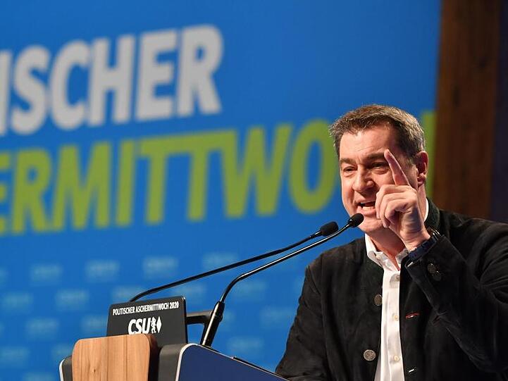 Markus Söder, CSU-Vorsitzender und Ministerpräsident aus Bayern beim Politischen Aschermittwoch. Foto: Peter Kneffel/dpa