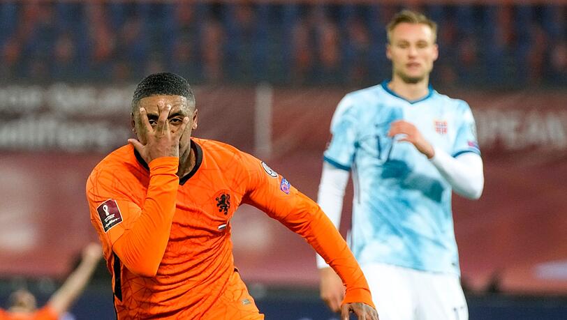 Torschütze Steven Bergwijn löste mit den Niederlanden das Ticket zur WM in Katar.