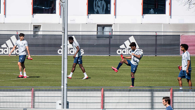 Robert Lewandowski, Alphonso Davies, Kingsley Coman und Joshua Zirkzee (v.l.) bildeten eine Gruppe. Robert Lewandowski, Alphonso Davies, Kingsley Coman und Joshua Zirkzee (v.l.) bildeten eine Gruppe.