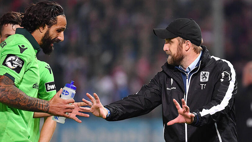 Adriano Grimaldi (li.) und Trainer Daniel Bierofka vom TSV 1860
