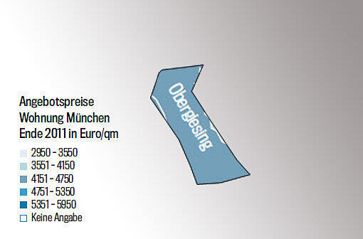 Die Quadratmeterpreise in den Stadtvierteln. Je dunkler das blau, desto teurer die Wohnungen. Alles unter 4000 Euro ist heute günstig. Checken Sie Ihr Viertel. Einfach weiterklicken!