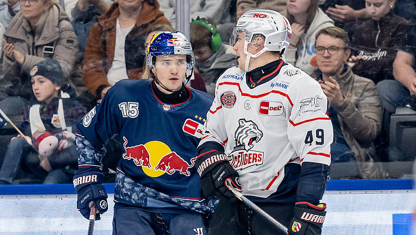 Wie sieht es aus, kommst Du nach N&uuml;rnberg? Nikolaus Heigl (l.) im Gespr&auml;ch mit seinem Bruder Thomas. Es sieht so aus, als w&uuml;rden beide kommende Saison f&uuml;r die Franken st&uuml;rmen.