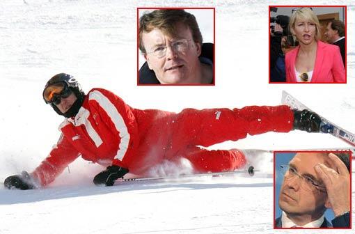 Ex-Ministerpräsident Dieter Althaus (rechts unten) betet für Michael Schumacher. Auch Althaus war beim Skifahren schwer gestürzt.