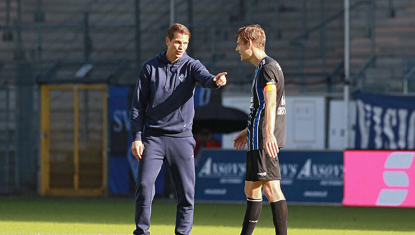 Foto aus gemeinsamen Waldhof-Zeiten anno 2020: Trainer Patrick Glöckner (l.) und Max Christiansen, nun wieder vereint beim TSV 1860.