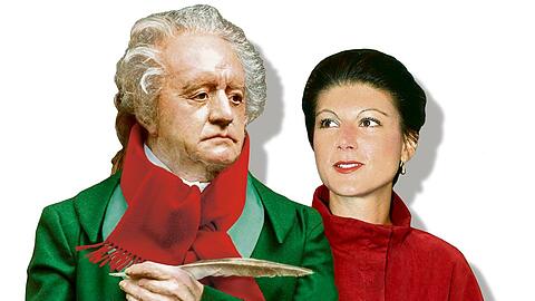 Wird der große Weimarer Geheimrat Goethe (hier als Wachsfigur) von Sahra Wagenknecht angehimmelt, rot umgarnt oder einfach nur richtig interpretiert?