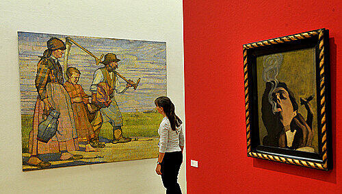 „Heimkehr“ von Graumann und "Selbstbildnis" von Kertz in der kunst galerie fürth. „Heimkehr“ von Graumann und "Selbstbildnis" von Kertz in der kunst galerie fürth.