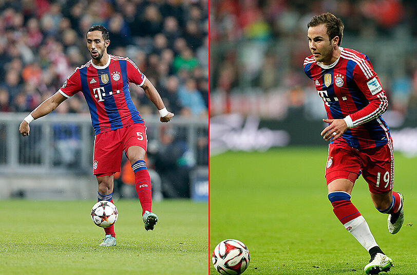 Sind für Bayern-Trainer Pep Guardiola eine Option gegen Schalke: Medhi Benatia (l.) und Weltmeister Mario Götze.