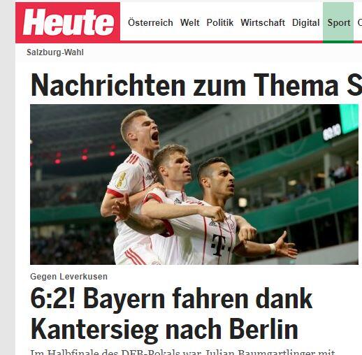 So sehen die Kollegen von heute.at den Bayern-Sieg.