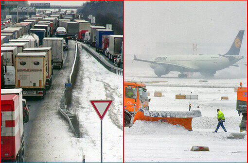 Schnee und Eis sorgen in weiten Teilen Bayerns für Chaos im Straßen- und Luftverkehr.