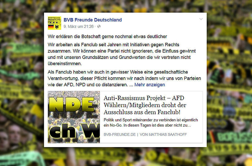 Der BVB-Fanclub "BVB Freunde Deutschland" will unter anderem AfD-Sympathisanten ausschließen.