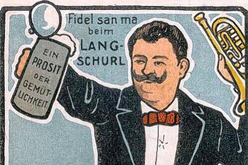 Mit so einem Plakat machte Georg Lang Werbung für sein Bierzelt.